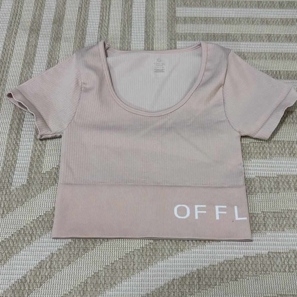 OFFLINE by Aerie Pink Cropped Athletic Workout T-shirt Women's Small